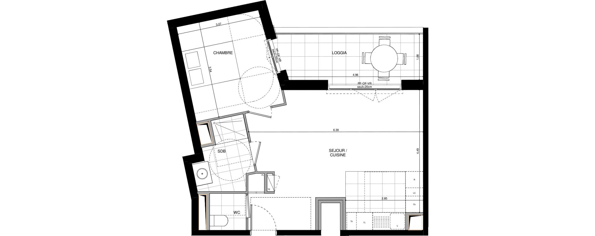 Appartement T2 de 47,40 m2 &agrave; L'Ha&yuml;-Les-Roses Lallier