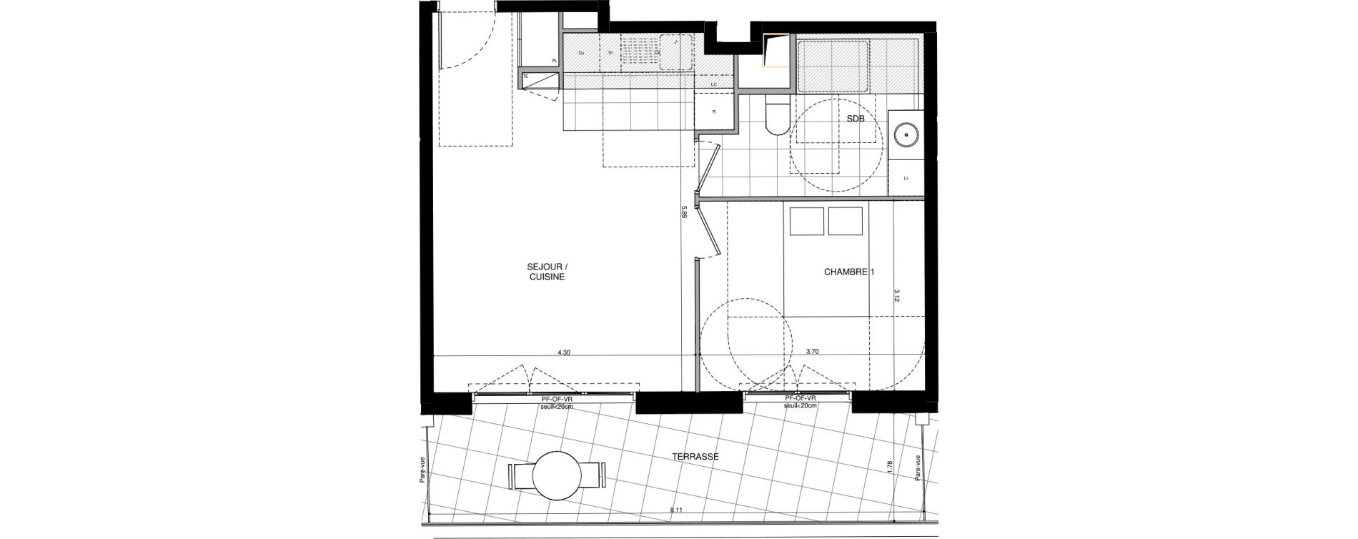 Appartement T2 de 46,20 m2 &agrave; L'Ha&yuml;-Les-Roses Lallier