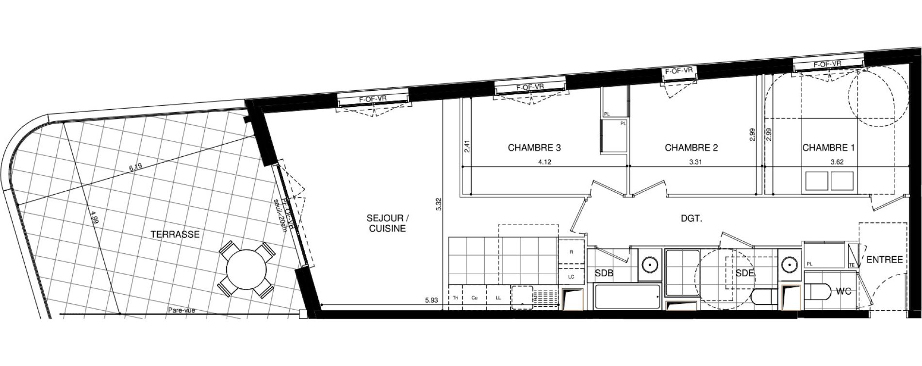 Appartement T4 de 82,50 m2 &agrave; L'Ha&yuml;-Les-Roses Lallier