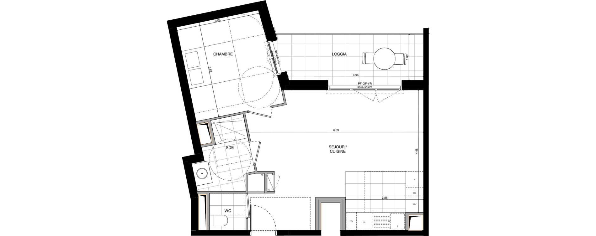 Appartement T2 de 47,40 m2 &agrave; L'Ha&yuml;-Les-Roses Lallier