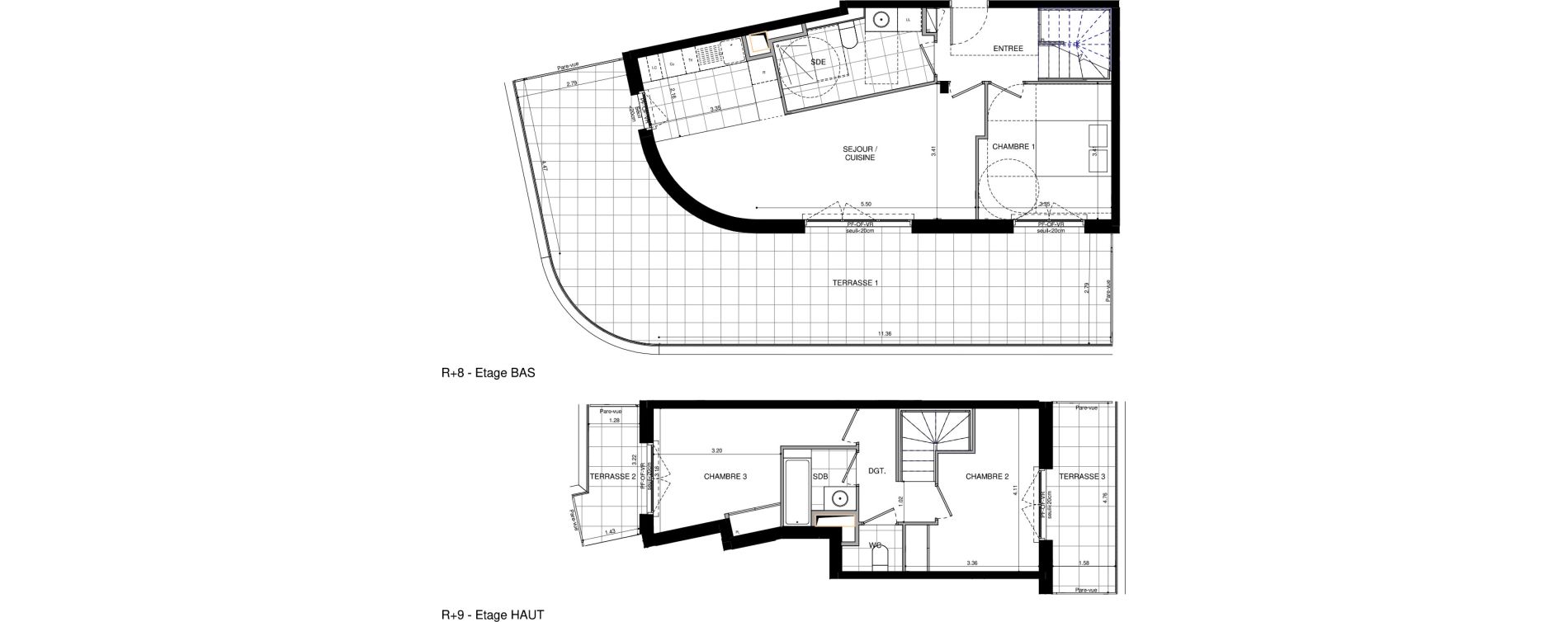 Duplex T4 de 84,80 m2 &agrave; L'Ha&yuml;-Les-Roses Lallier