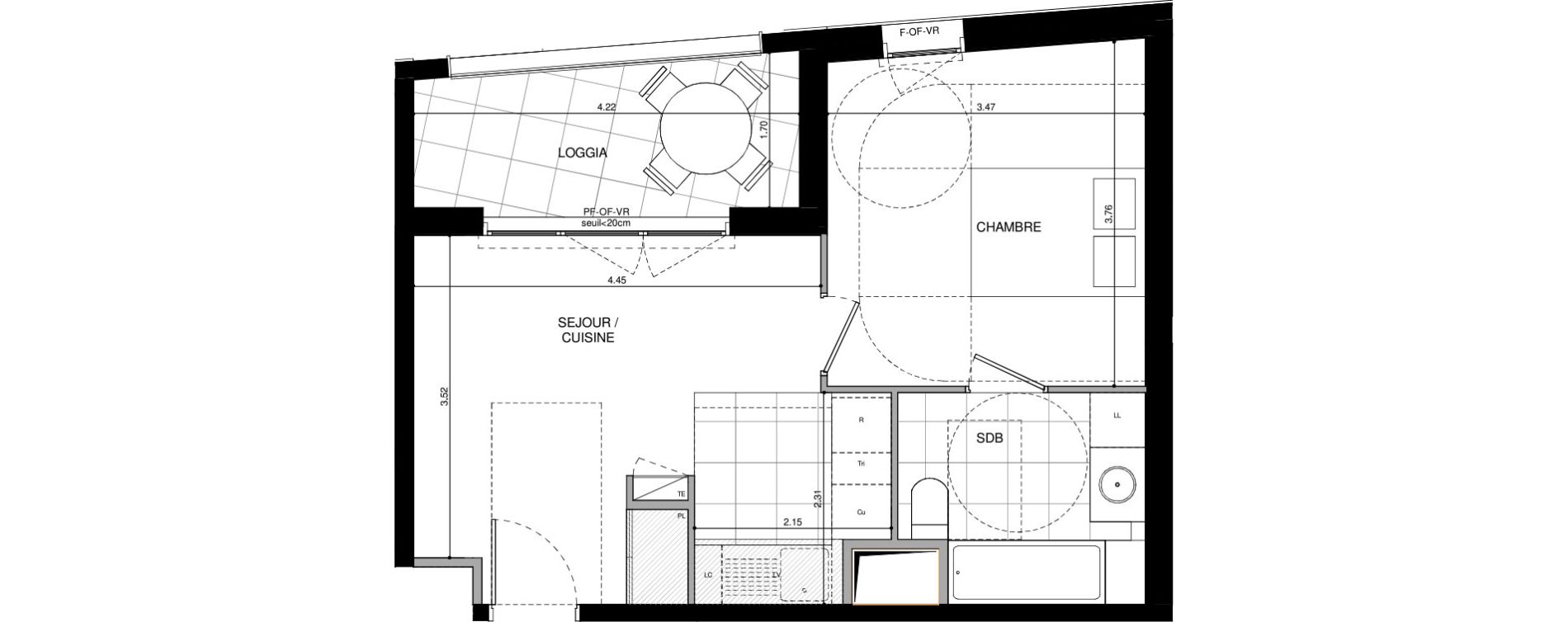 Appartement T2 de 37,20 m2 &agrave; L'Ha&yuml;-Les-Roses Lallier