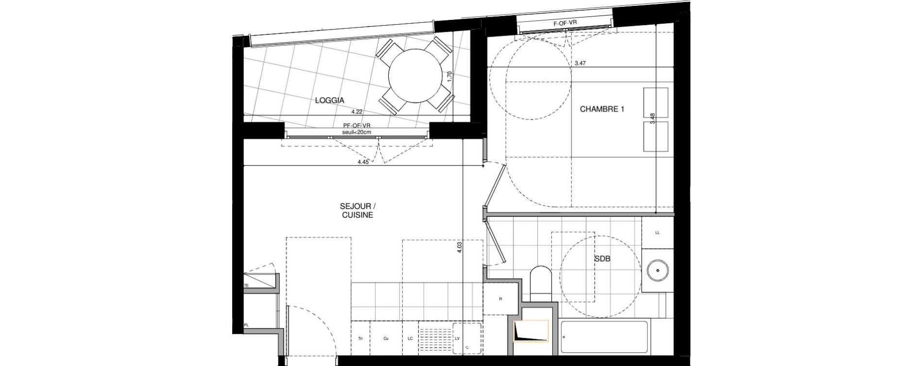 Appartement T2 de 37,20 m2 &agrave; L'Ha&yuml;-Les-Roses Lallier