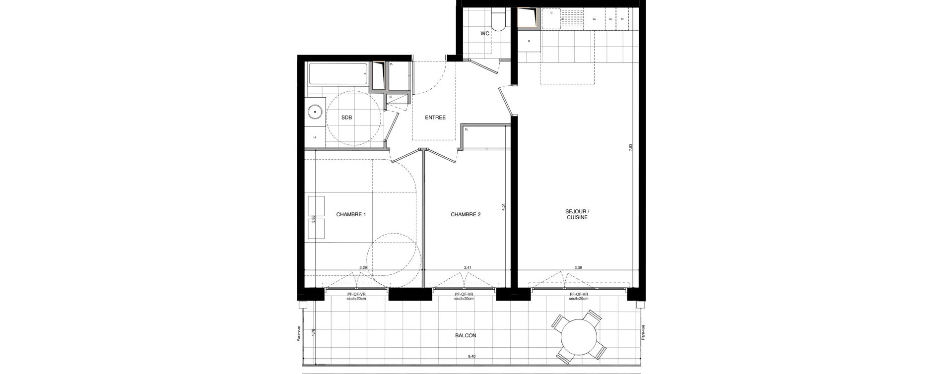 Appartement T3 de 62,80 m2 &agrave; L'Ha&yuml;-Les-Roses Lallier