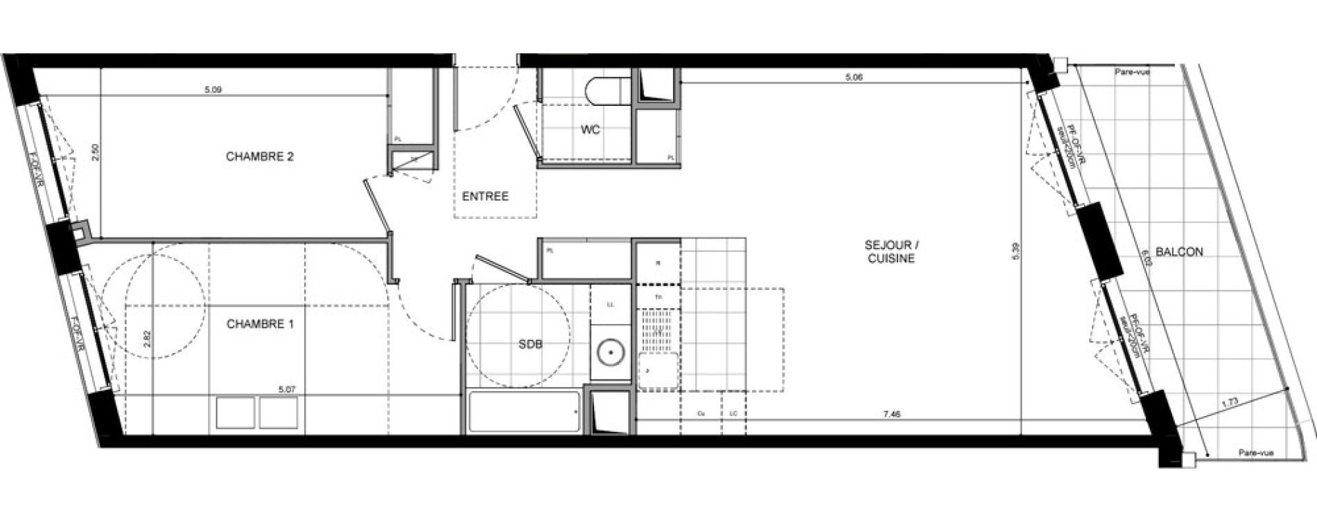 Appartement T3 de 76,70 m2 &agrave; L'Ha&yuml;-Les-Roses Lallier