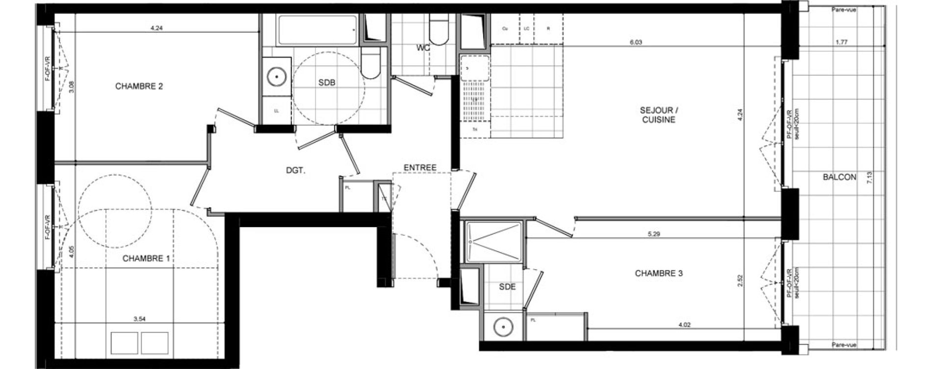 Appartement T4 de 88,10 m2 &agrave; L'Ha&yuml;-Les-Roses Lallier