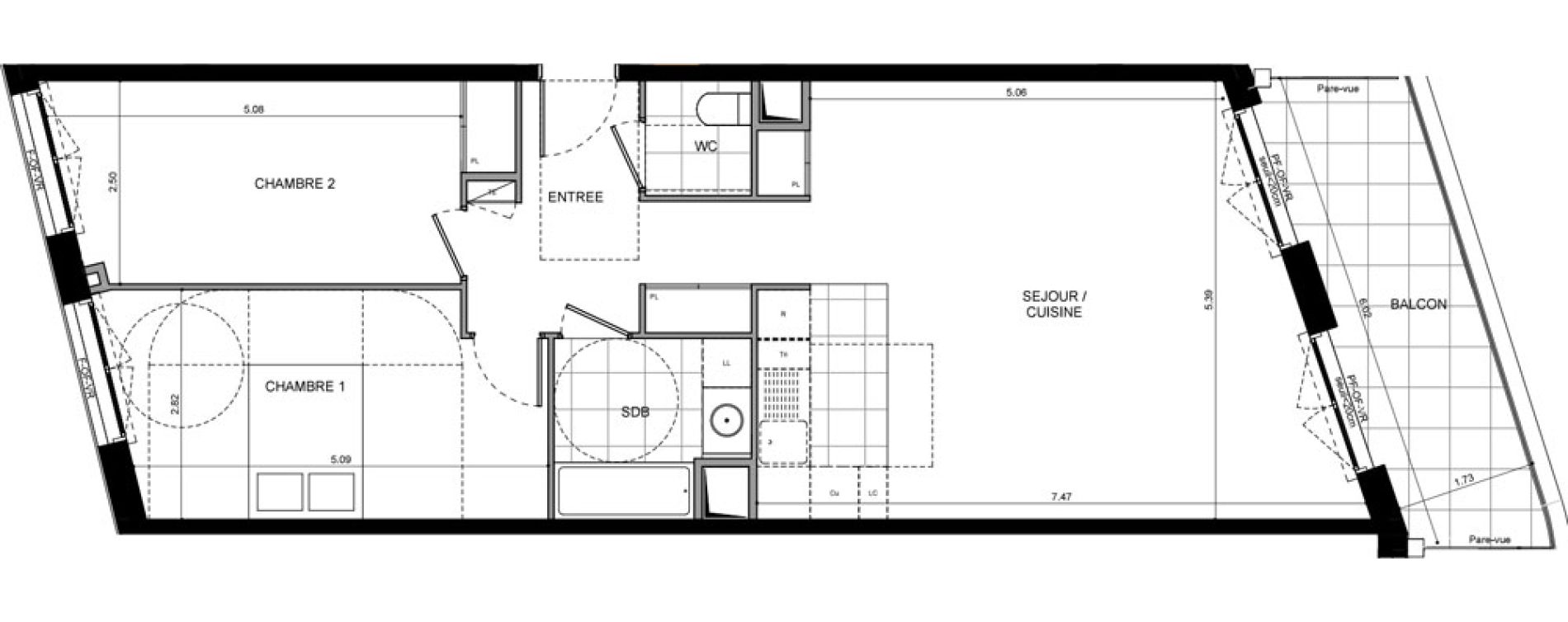 Appartement T3 de 76,70 m2 &agrave; L'Ha&yuml;-Les-Roses Lallier