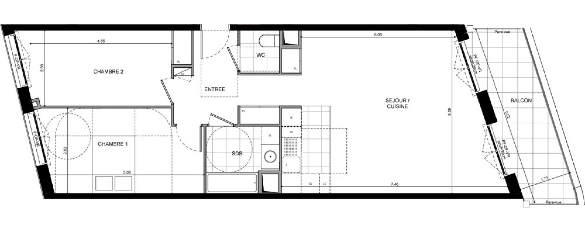 Appartement T3 de 76,60 m2 &agrave; L'Ha&yuml;-Les-Roses Lallier