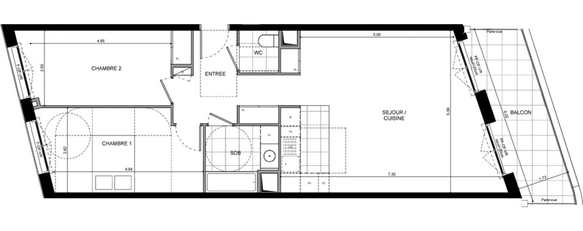 Appartement T3 de 76,60 m2 &agrave; L'Ha&yuml;-Les-Roses Lallier