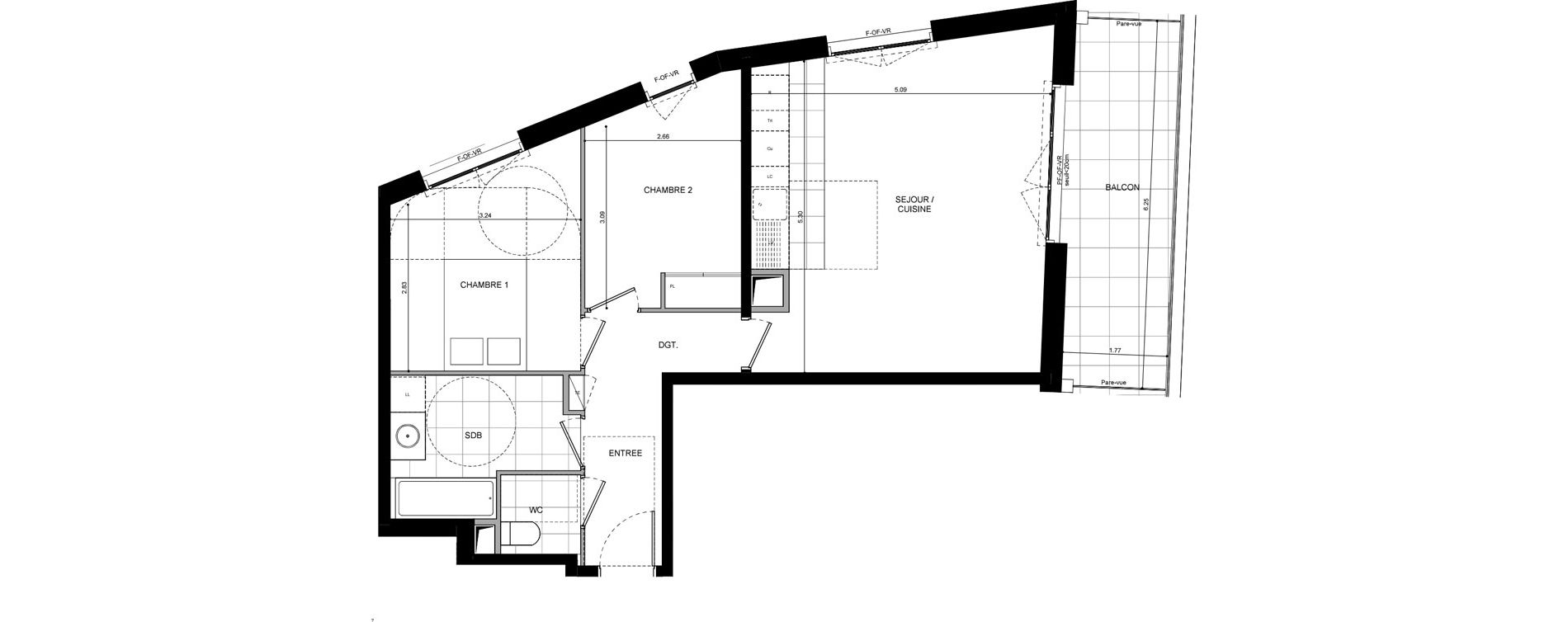 Appartement T3 de 63,90 m2 &agrave; L'Ha&yuml;-Les-Roses Lallier