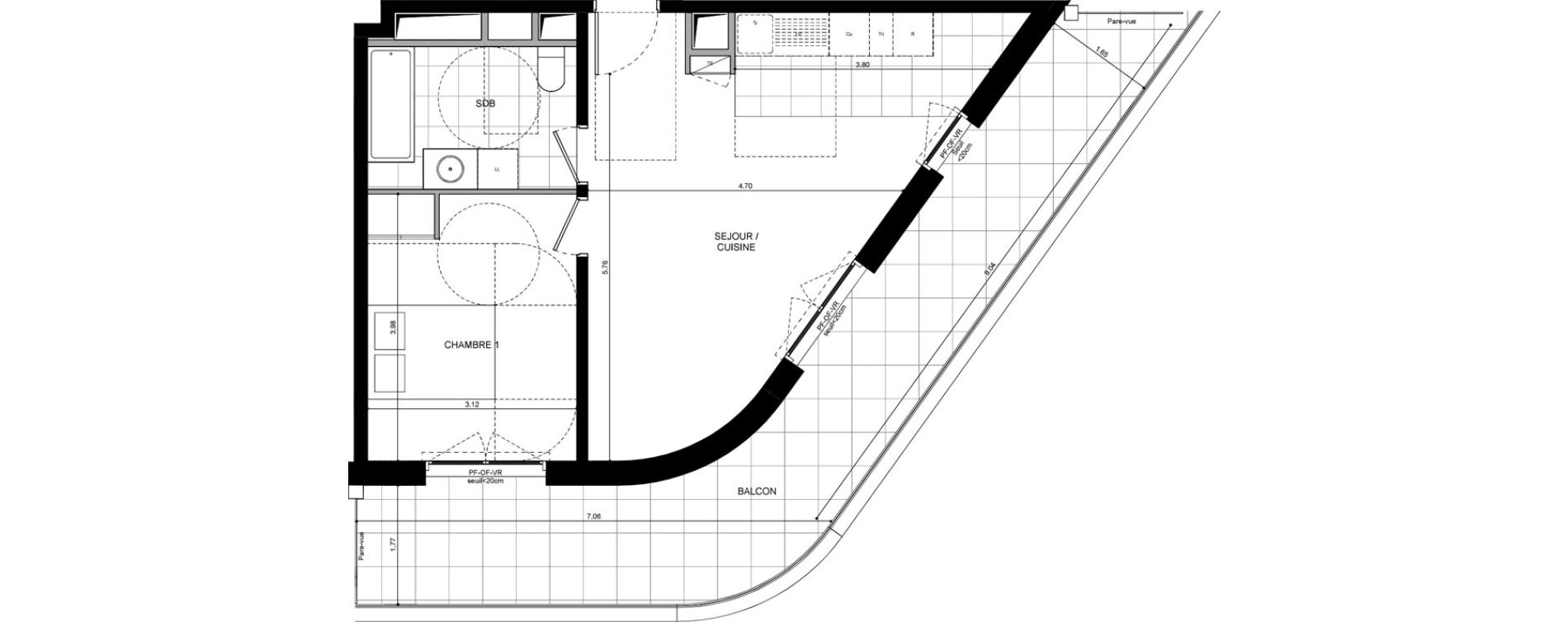 Appartement T2 de 46,20 m2 &agrave; L'Ha&yuml;-Les-Roses Lallier