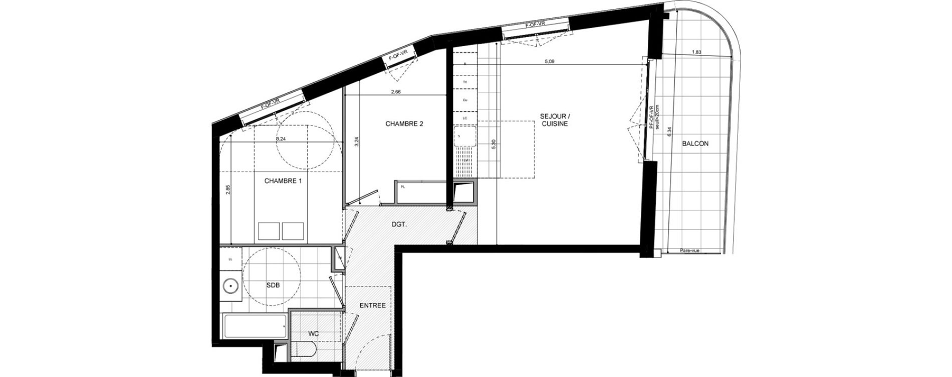 Appartement T3 de 64,00 m2 &agrave; L'Ha&yuml;-Les-Roses Lallier