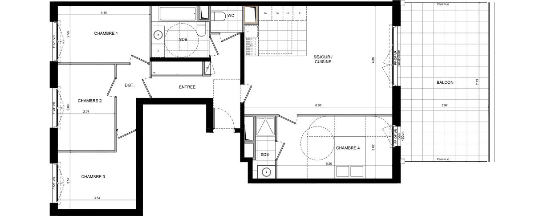 Appartement T5 de 100,90 m2 &agrave; L'Ha&yuml;-Les-Roses Lallier