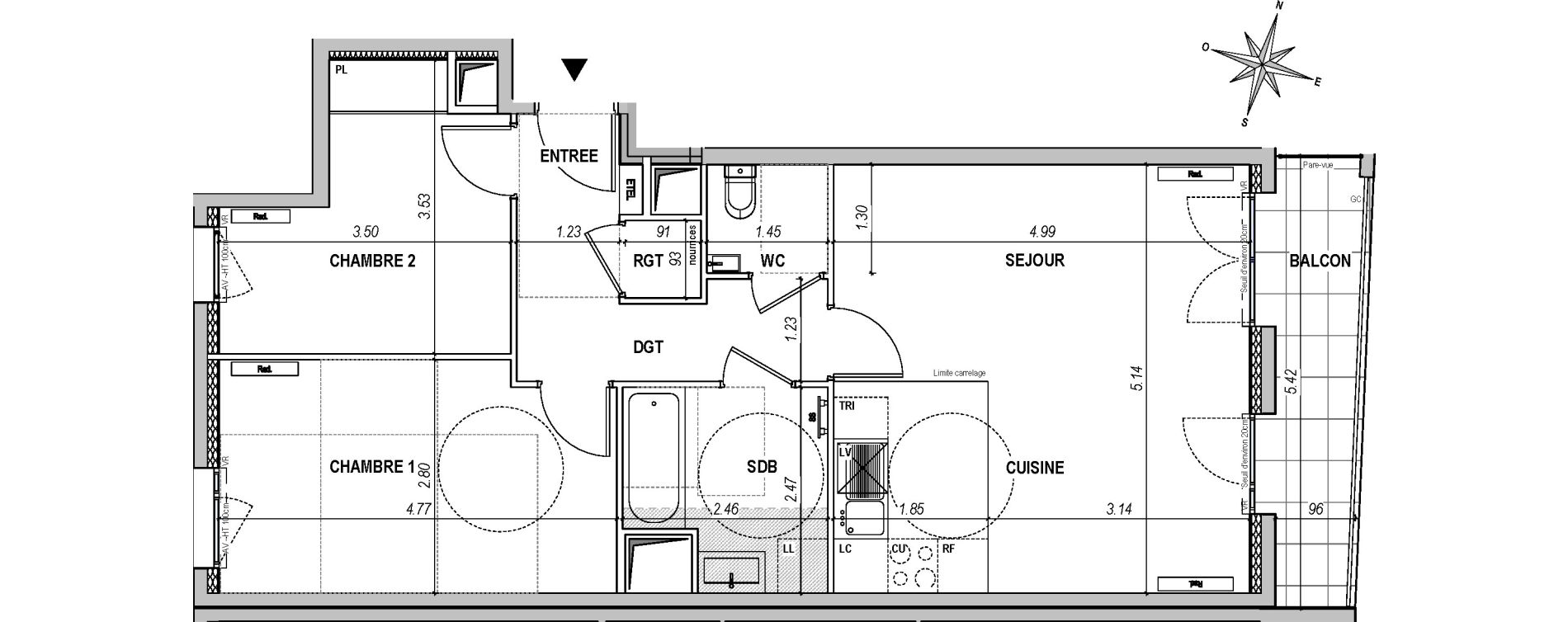 Appartement T3 de 63,10 m2 &agrave; L'Ha&yuml;-Les-Roses Paul hochart