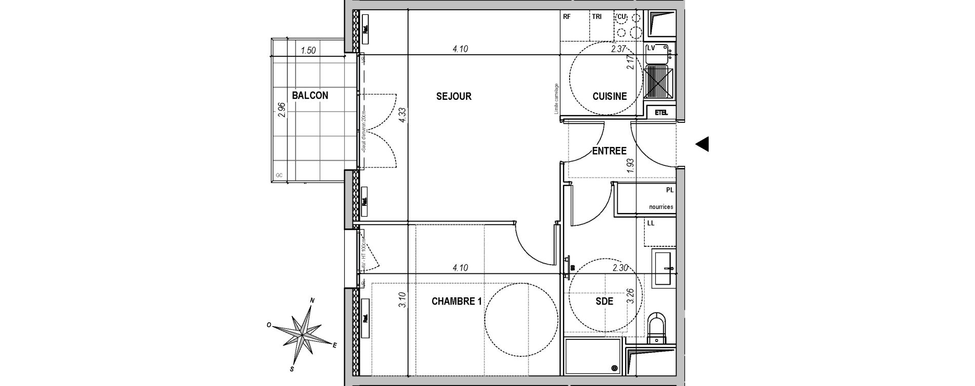 Appartement T2 de 46,13 m2 &agrave; L'Ha&yuml;-Les-Roses Paul hochart