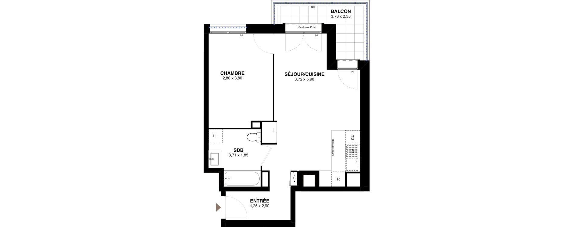 Appartement T2 de 43,45 m2 &agrave; L'Ha&yuml;-Les-Roses Lallier