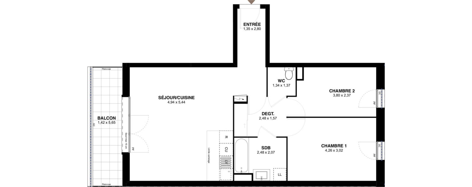 Appartement T3 de 66,09 m2 &agrave; L'Ha&yuml;-Les-Roses Lallier