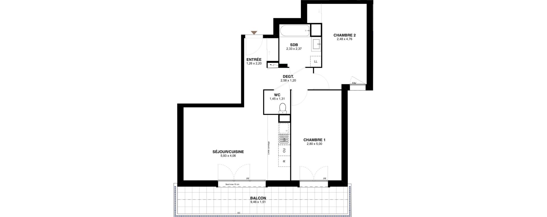 Appartement T3 de 65,53 m2 &agrave; L'Ha&yuml;-Les-Roses Lallier