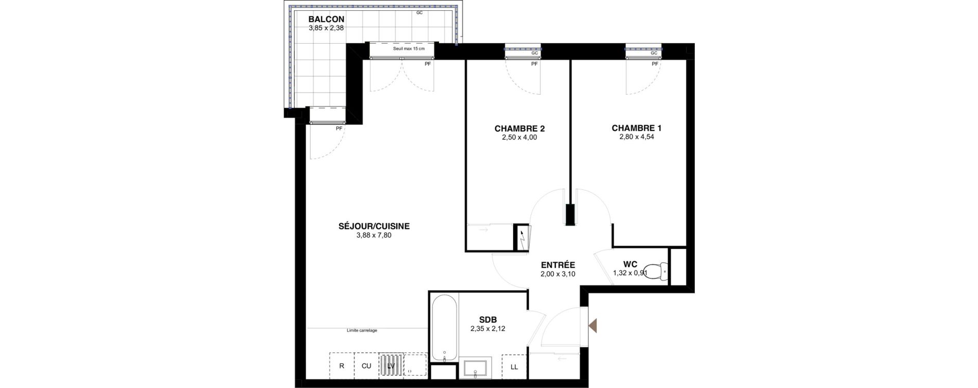 Appartement T3 de 62,12 m2 &agrave; L'Ha&yuml;-Les-Roses Lallier