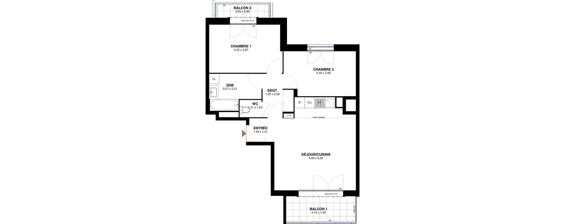 Appartement T3 de 61,02 m2 &agrave; L'Ha&yuml;-Les-Roses Lallier
