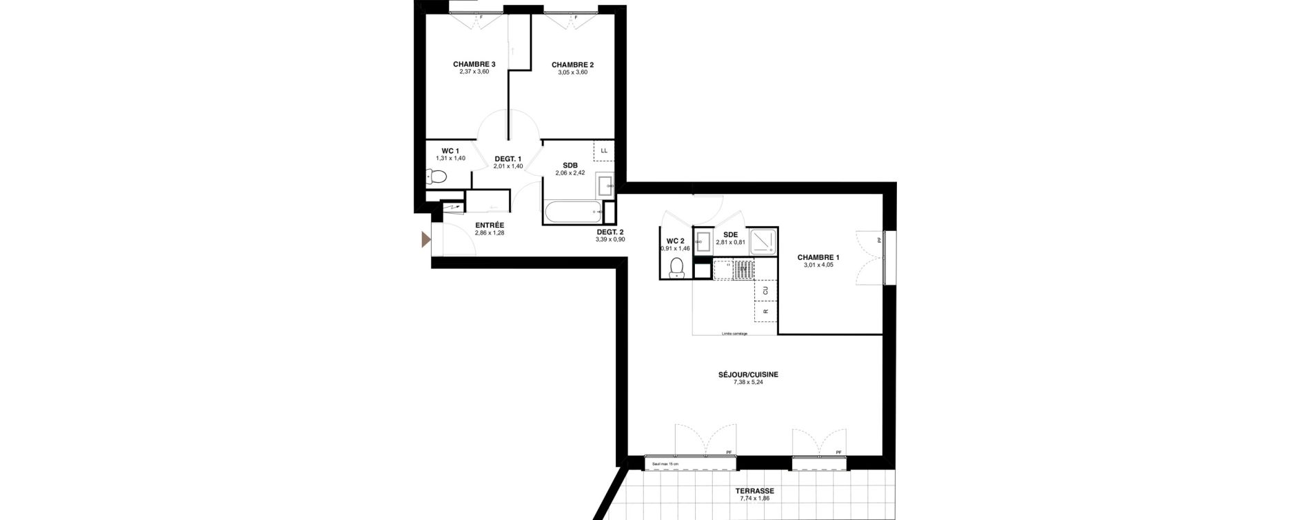 Appartement T4 de 91,15 m2 &agrave; L'Ha&yuml;-Les-Roses Lallier