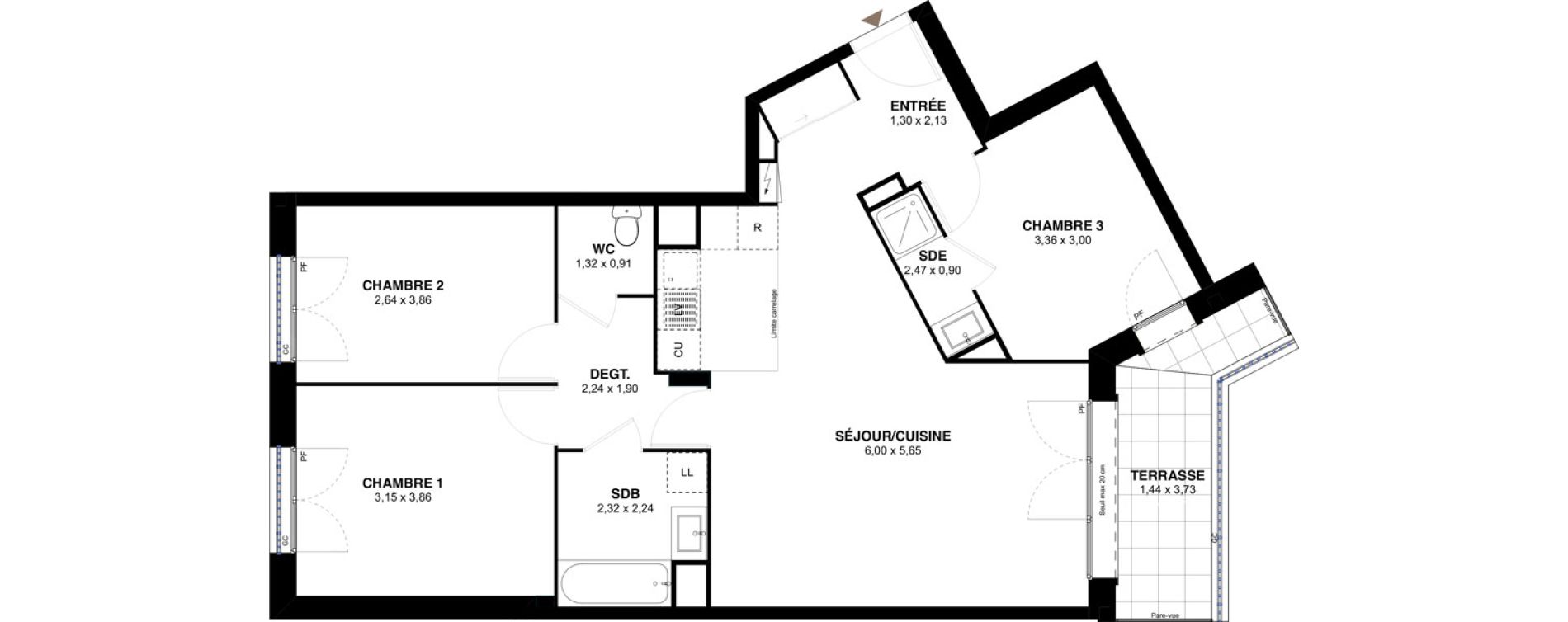 Appartement T4 de 79,96 m2 &agrave; L'Ha&yuml;-Les-Roses Lallier