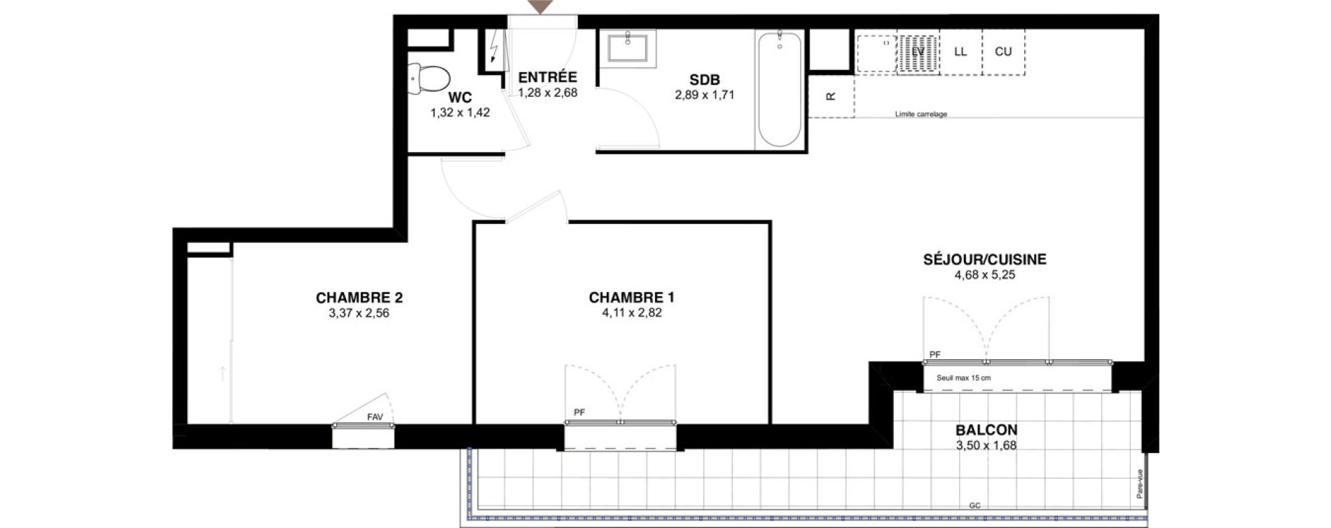 Appartement T3 de 60,19 m2 &agrave; L'Ha&yuml;-Les-Roses Lallier