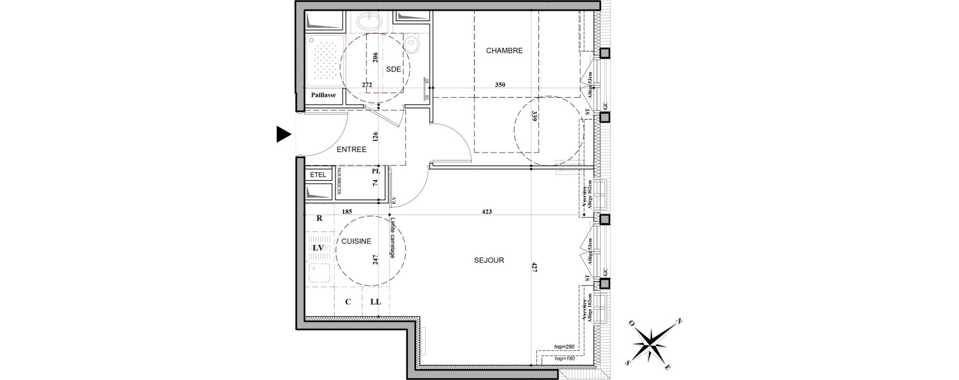 Appartement T2 de 42,63 m2 &agrave; L'Ha&yuml;-Les-Roses La roseraie