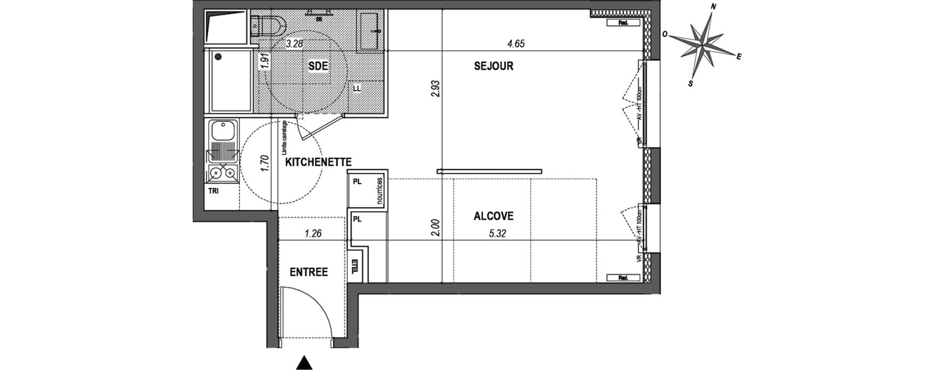 Appartement T1 de 37,77 m2 &agrave; L'Ha&yuml;-Les-Roses Paul hochart