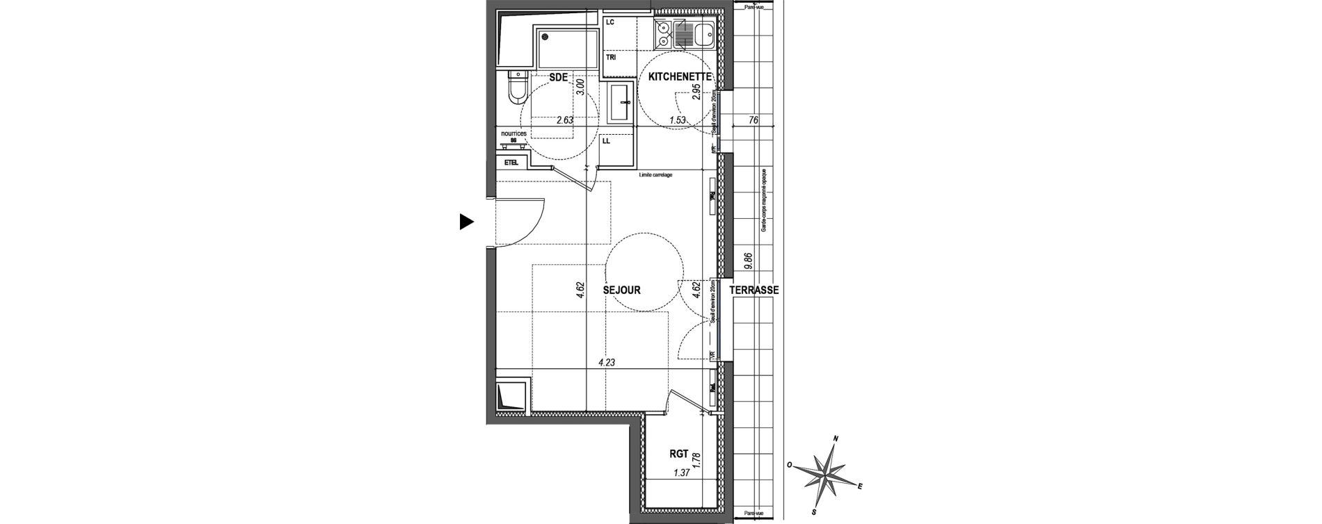 Appartement T1 de 32,26 m2 &agrave; L'Ha&yuml;-Les-Roses Paul hochart