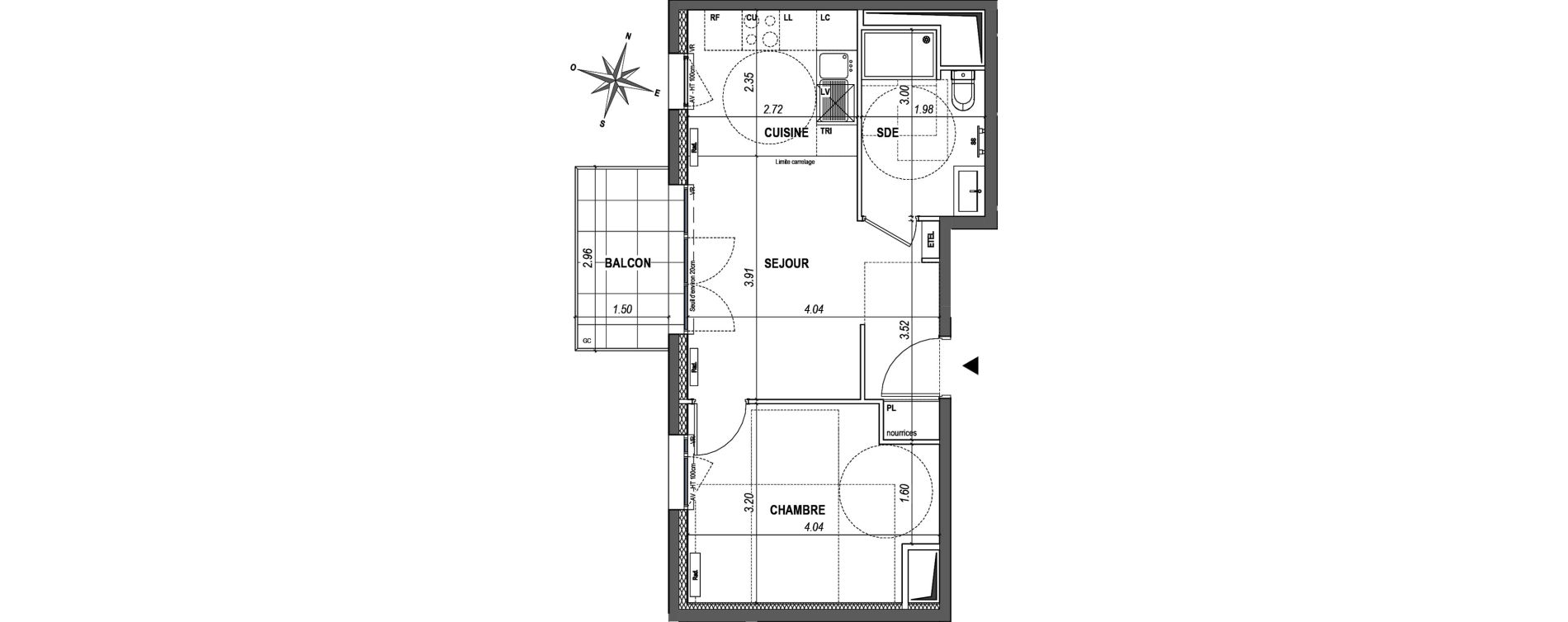 Appartement T2 de 38,28 m2 &agrave; L'Ha&yuml;-Les-Roses Paul hochart