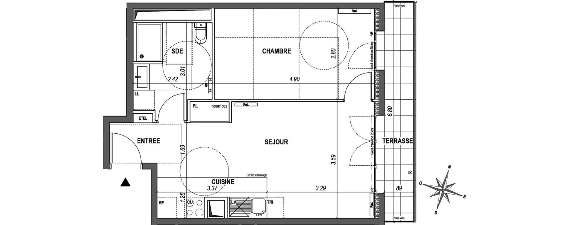 Appartement T2 de 44,81 m2 &agrave; L'Ha&yuml;-Les-Roses Paul hochart