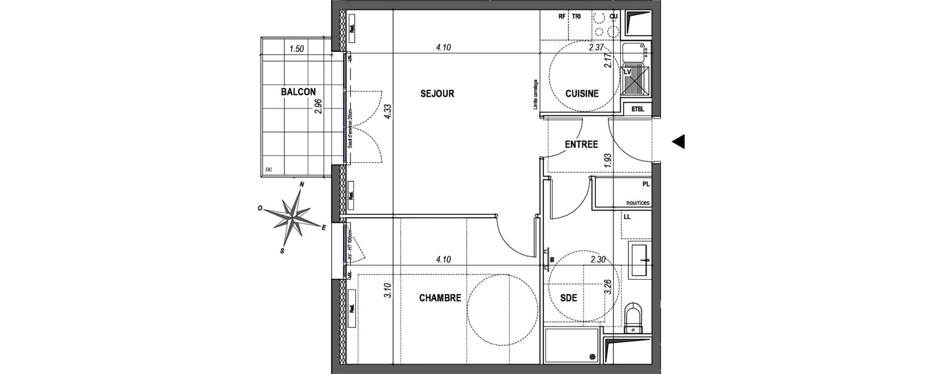 Appartement T2 de 46,13 m2 &agrave; L'Ha&yuml;-Les-Roses Paul hochart