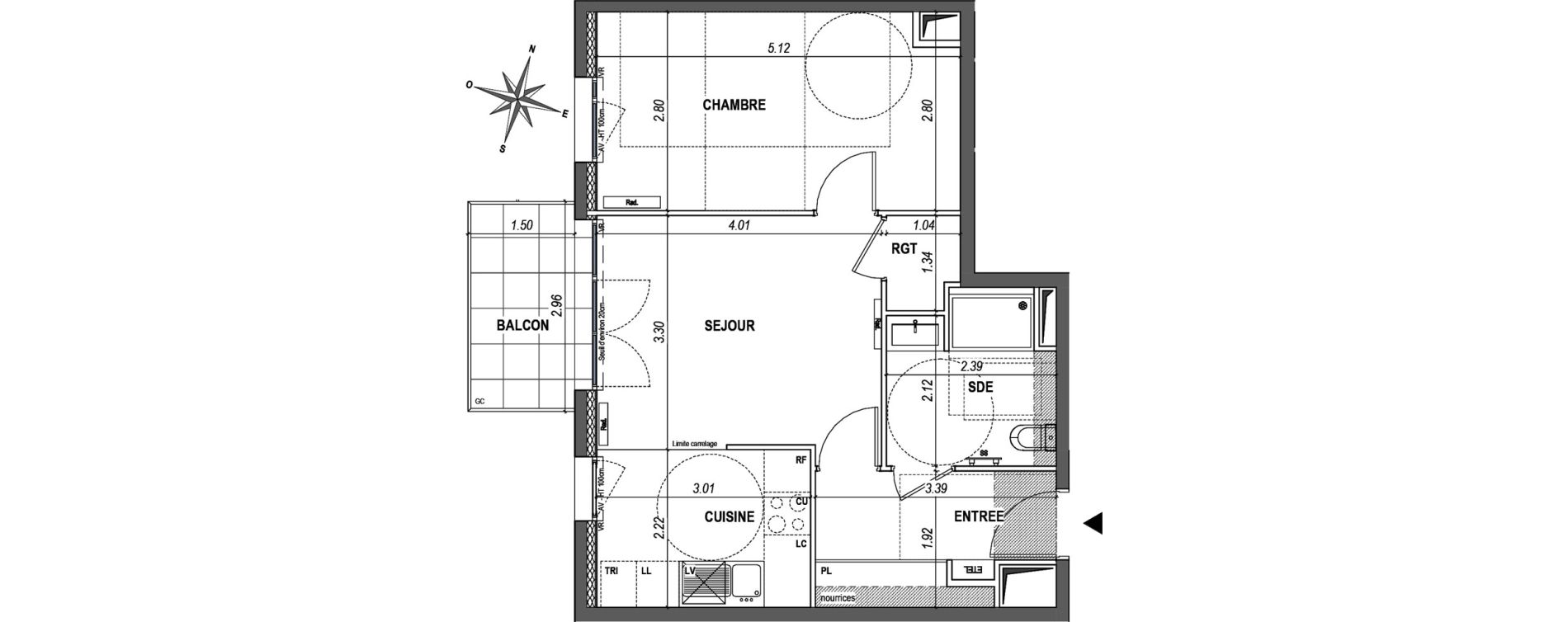 Appartement T2 de 46,37 m2 &agrave; L'Ha&yuml;-Les-Roses Paul hochart