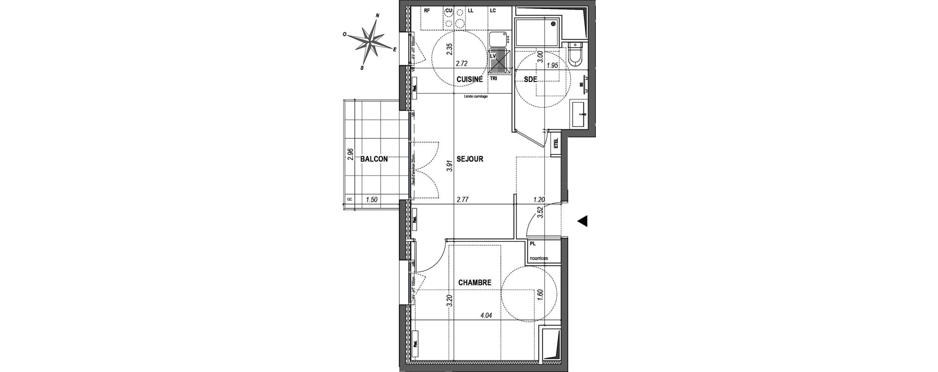 Appartement T2 de 38,28 m2 &agrave; L'Ha&yuml;-Les-Roses Paul hochart