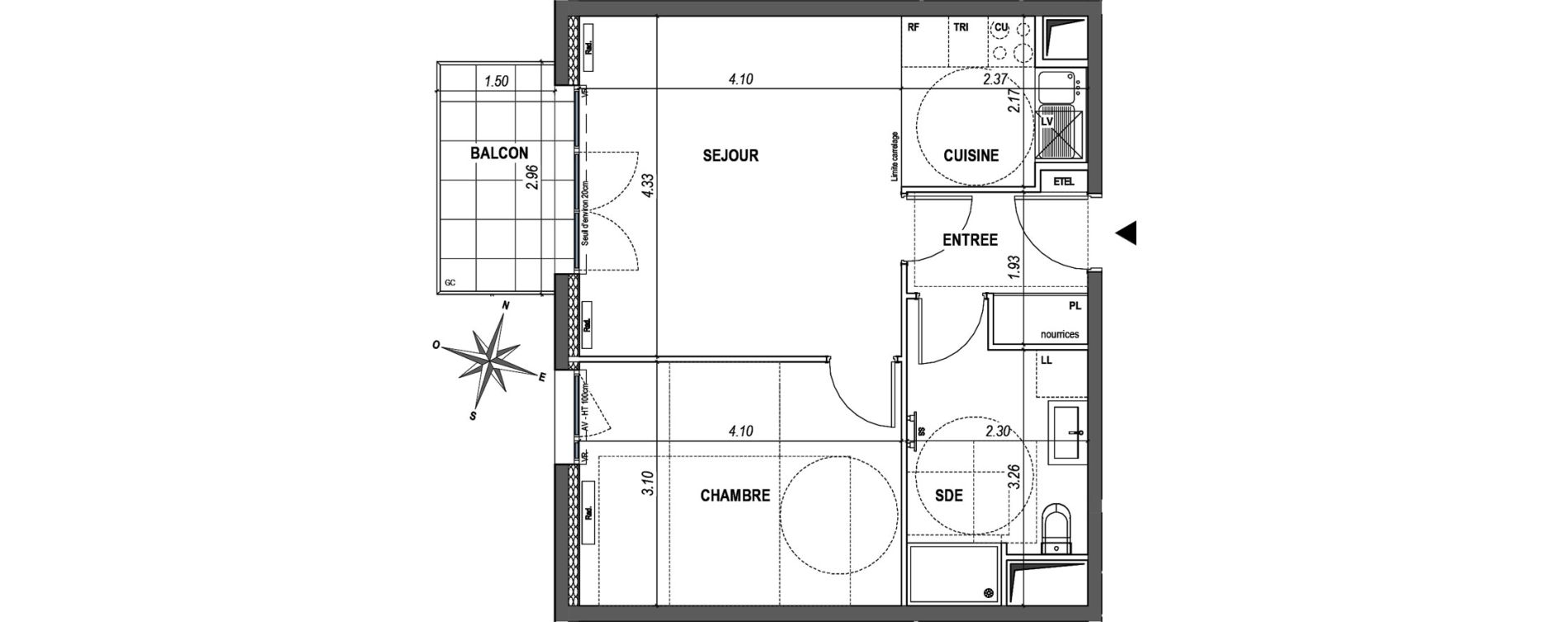 Appartement T2 de 46,13 m2 &agrave; L'Ha&yuml;-Les-Roses Paul hochart