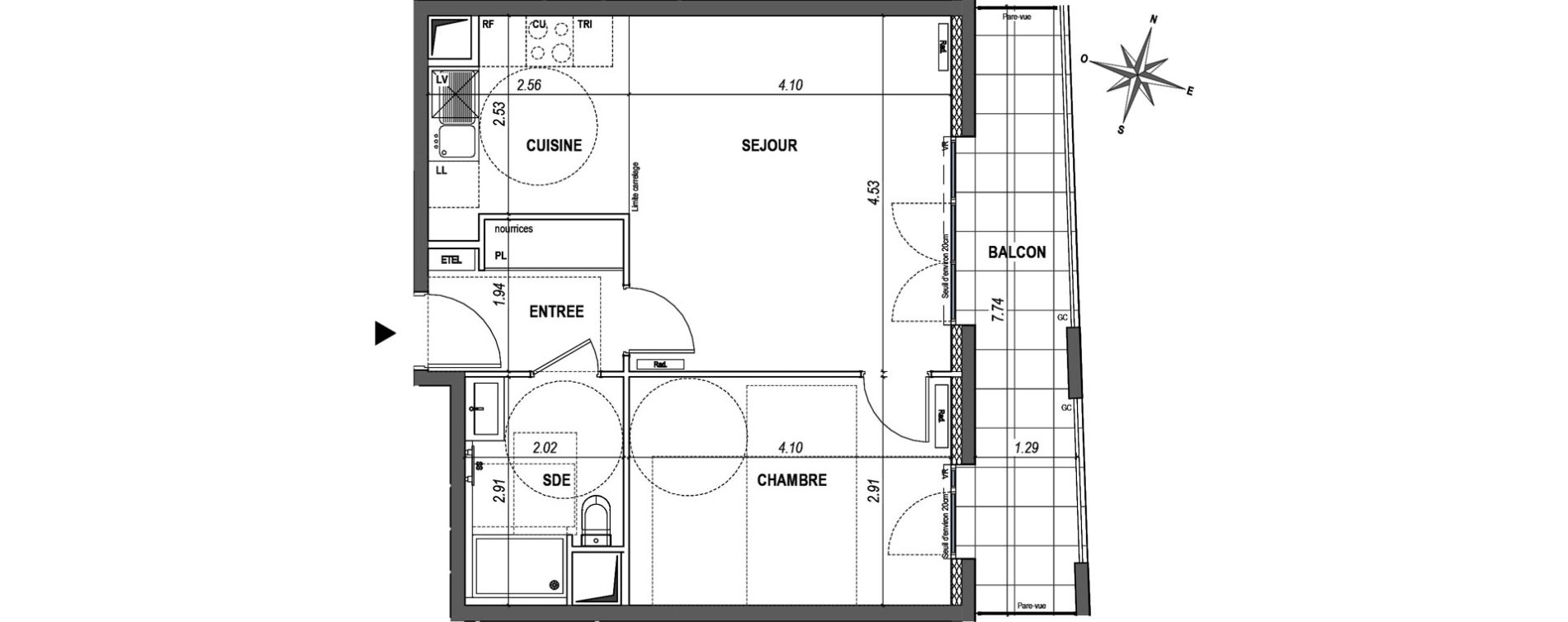 Appartement T2 de 46,43 m2 &agrave; L'Ha&yuml;-Les-Roses Paul hochart
