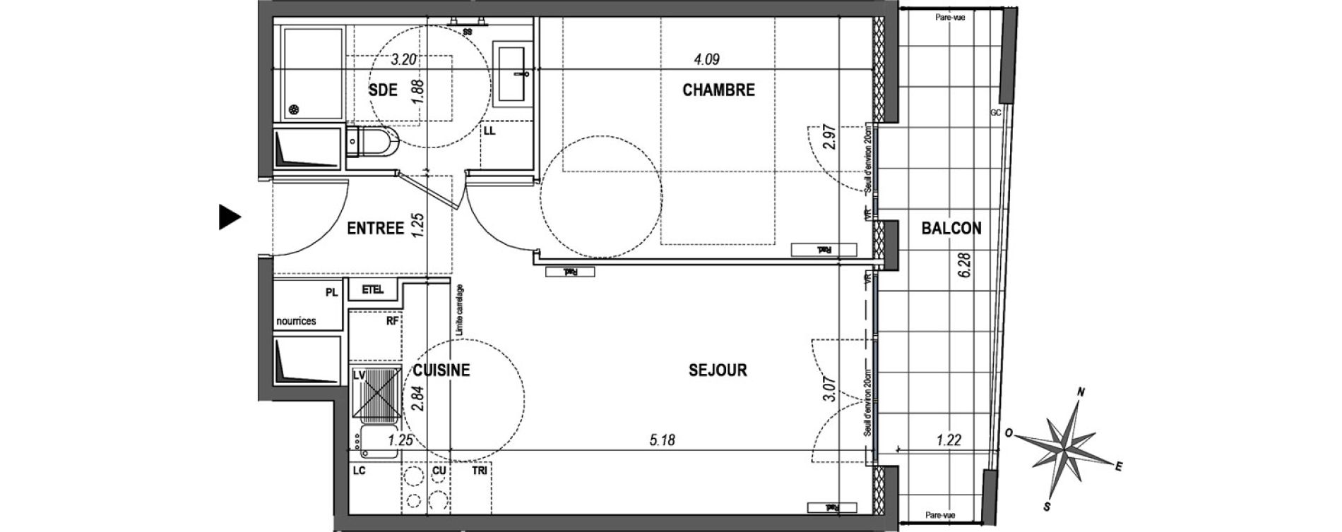 Appartement T2 de 41,28 m2 &agrave; L'Ha&yuml;-Les-Roses Paul hochart