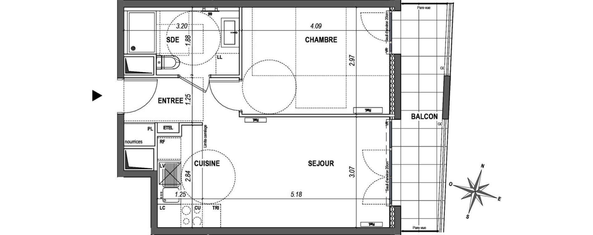 Appartement T2 de 41,28 m2 &agrave; L'Ha&yuml;-Les-Roses Paul hochart