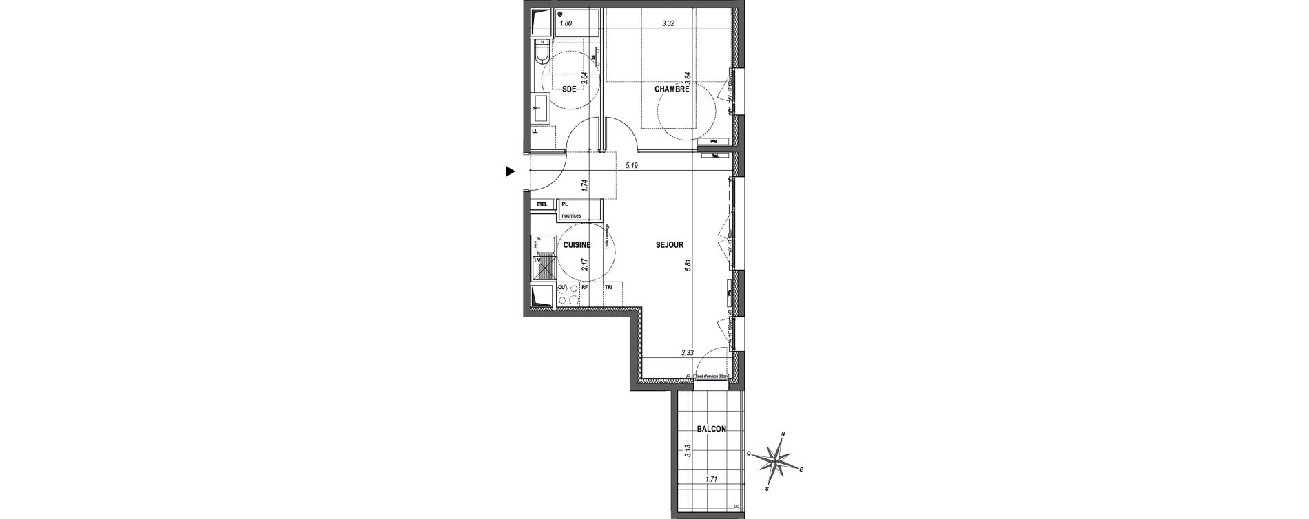 Appartement T2 de 42,14 m2 &agrave; L'Ha&yuml;-Les-Roses Paul hochart