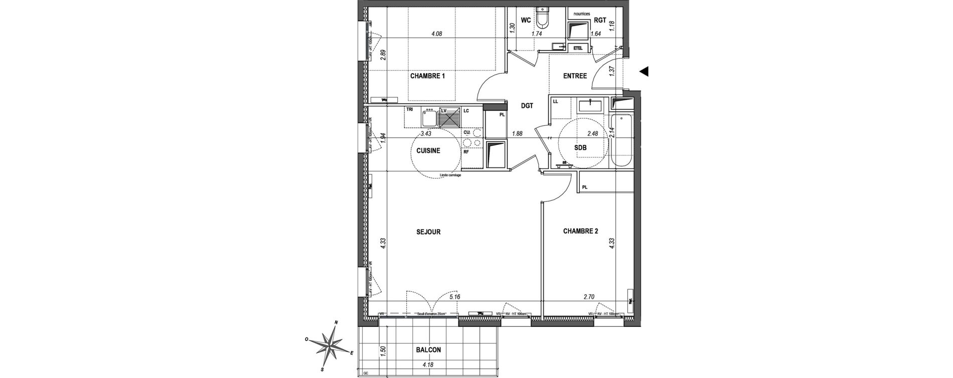 Appartement T3 de 68,96 m2 &agrave; L'Ha&yuml;-Les-Roses Paul hochart