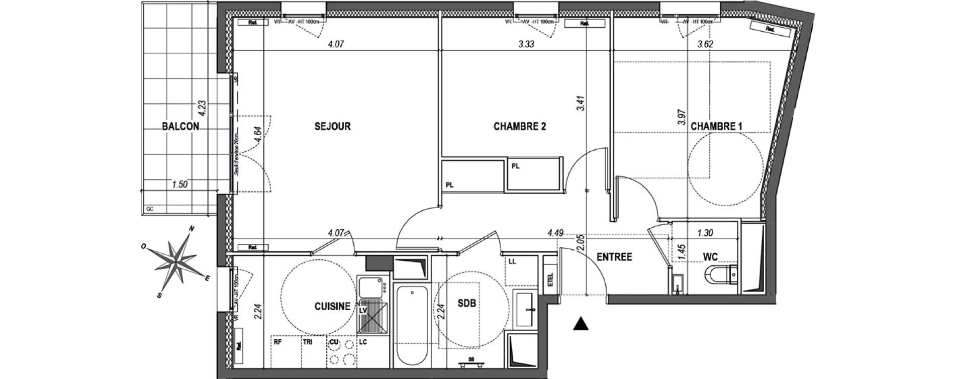 Appartement T3 de 64,02 m2 &agrave; L'Ha&yuml;-Les-Roses Paul hochart