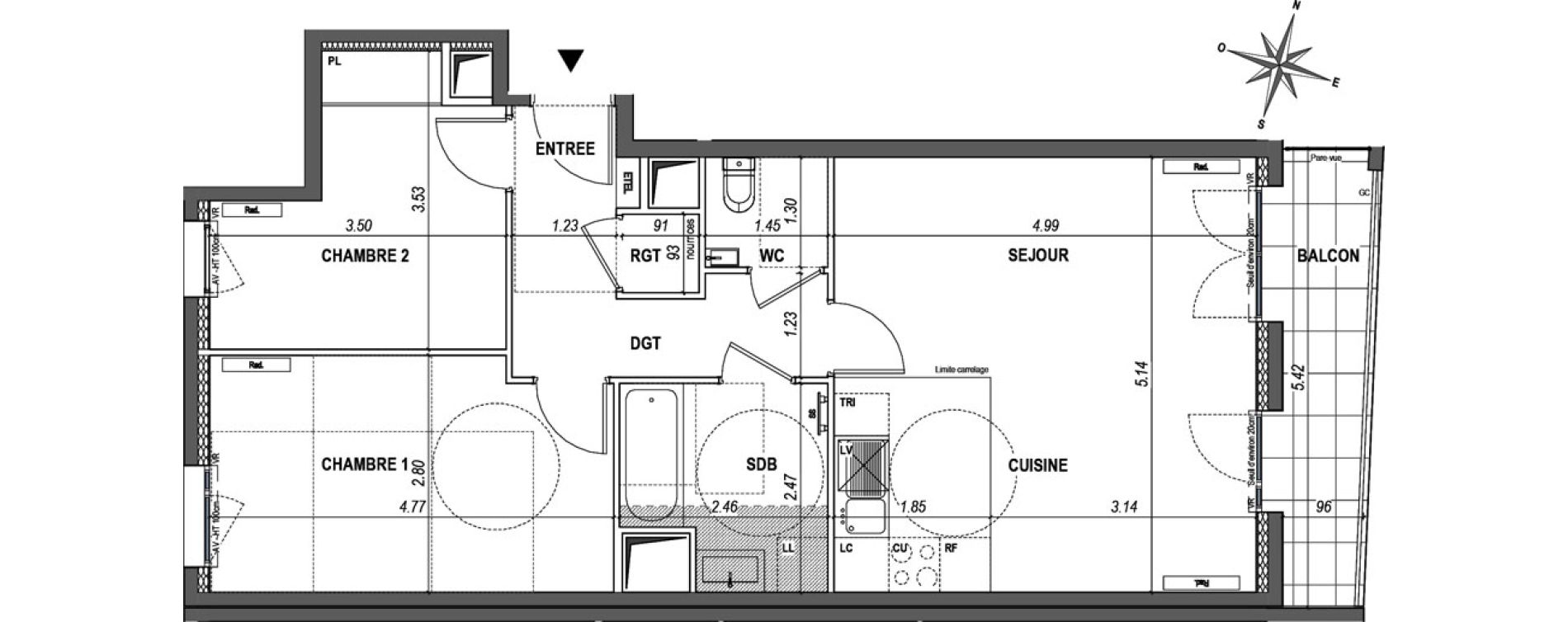 Appartement T3 de 63,10 m2 &agrave; L'Ha&yuml;-Les-Roses Paul hochart