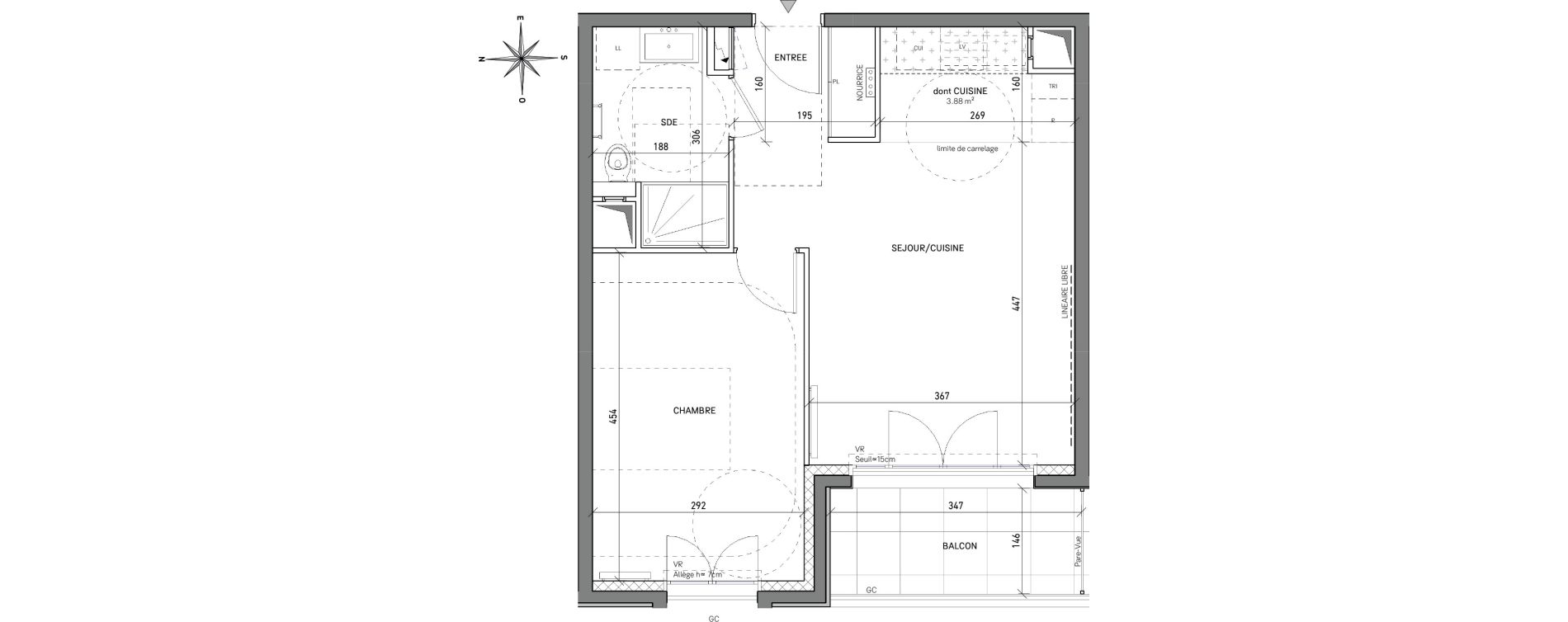 Appartement T2 de 43,19 m2 &agrave; L'Ha&yuml;-Les-Roses Centre