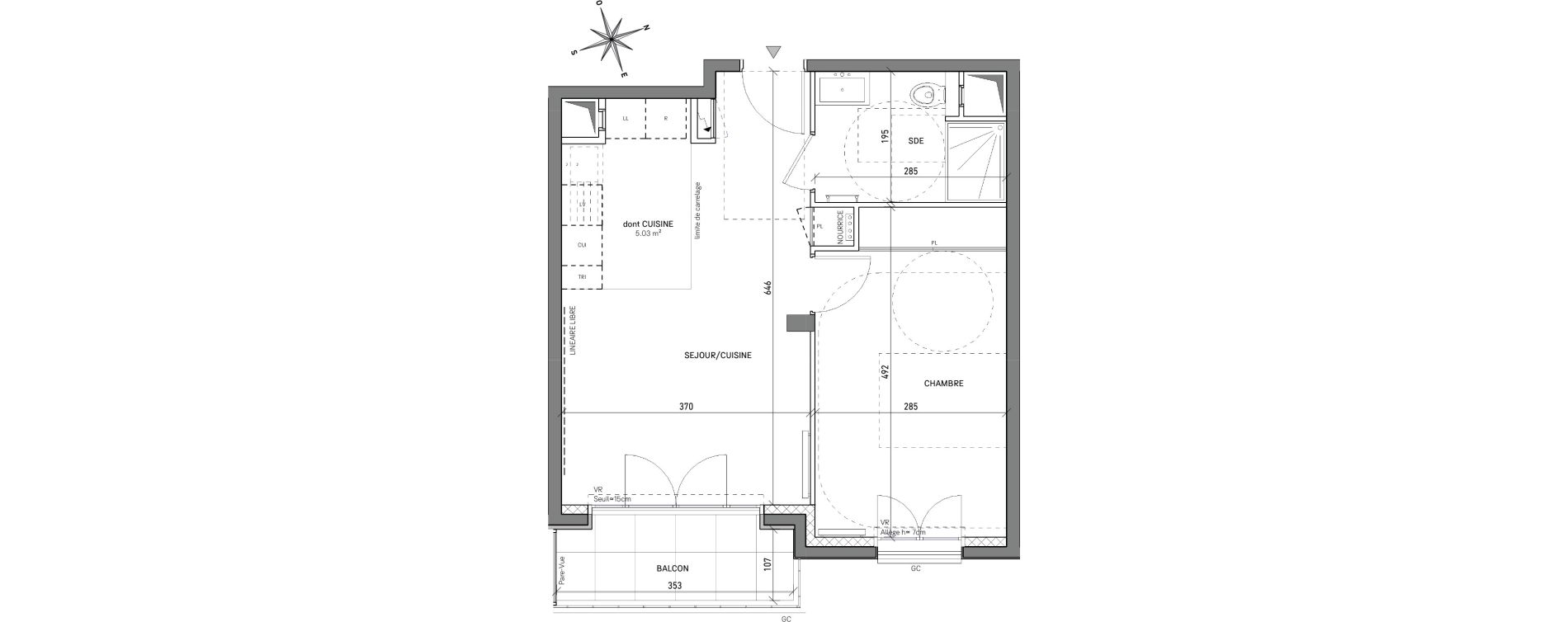 Appartement T2 de 41,07 m2 &agrave; L'Ha&yuml;-Les-Roses Centre
