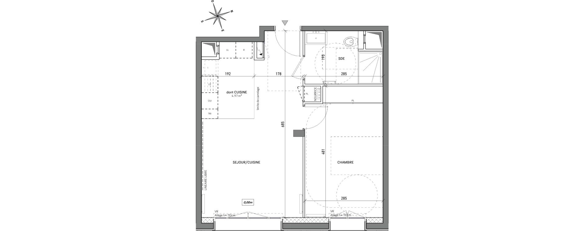 Appartement T2 de 42,29 m2 &agrave; L'Ha&yuml;-Les-Roses Centre