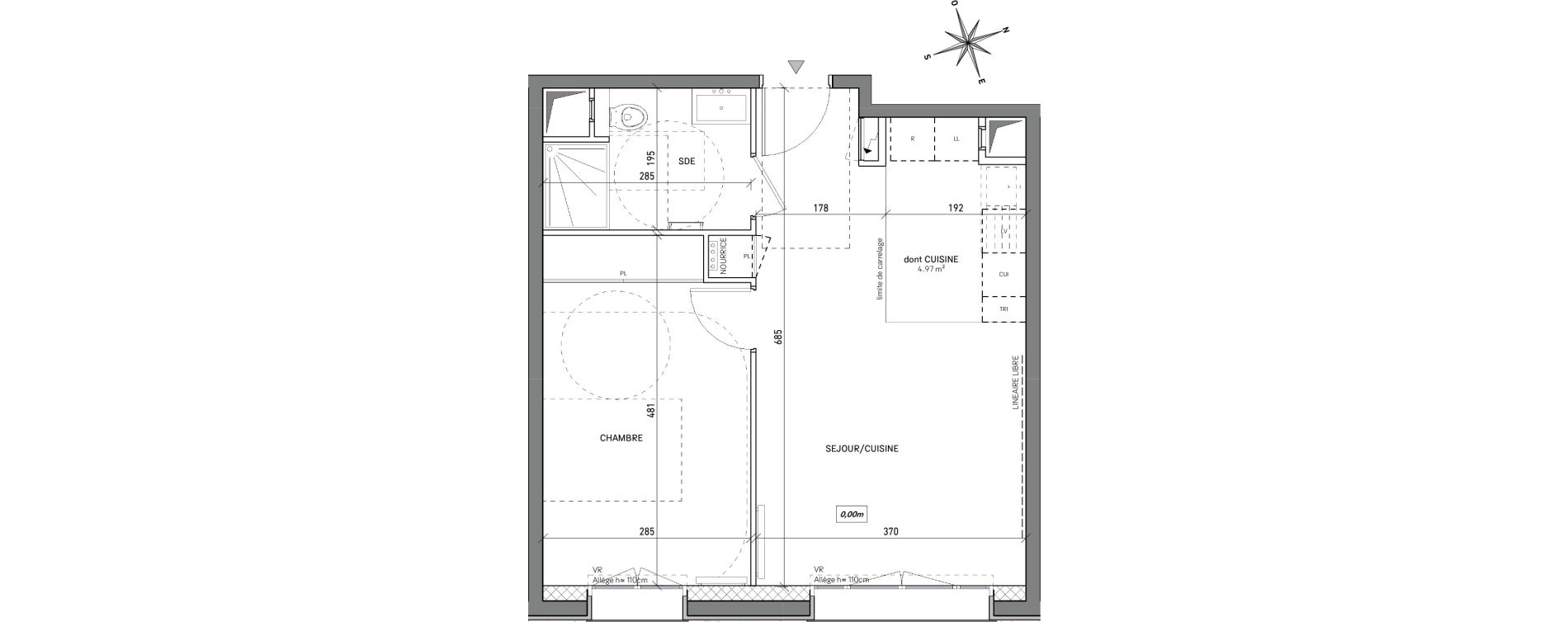 Appartement T2 de 42,37 m2 &agrave; L'Ha&yuml;-Les-Roses Centre