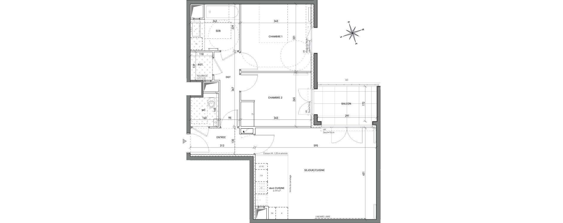 Appartement T3 de 63,15 m2 &agrave; L'Ha&yuml;-Les-Roses Centre