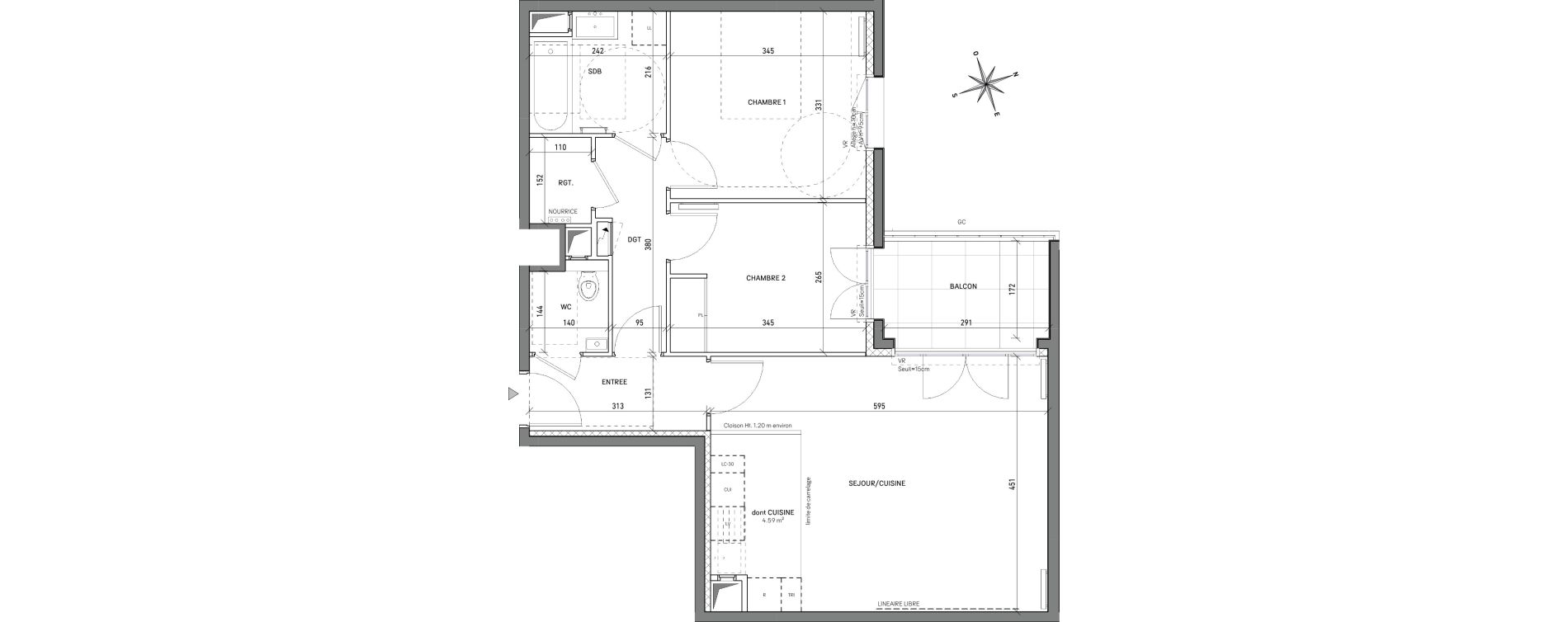 Appartement T3 de 63,69 m2 &agrave; L'Ha&yuml;-Les-Roses Centre