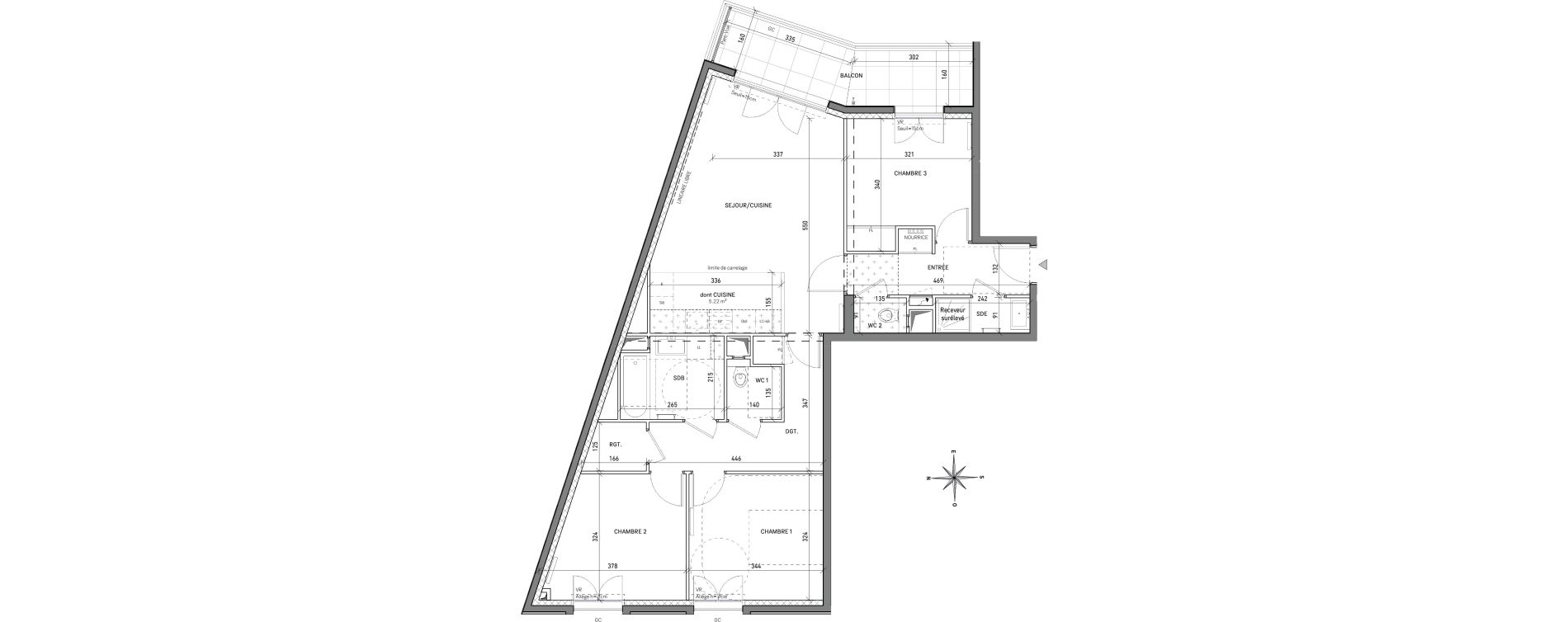 Appartement T4 de 85,80 m2 &agrave; L'Ha&yuml;-Les-Roses Centre